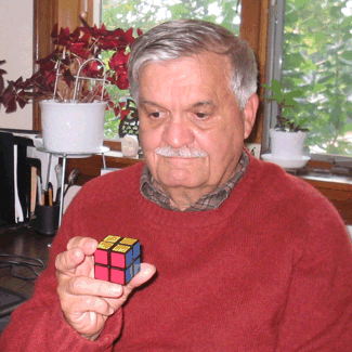 Larry D. Nichols and his cube.